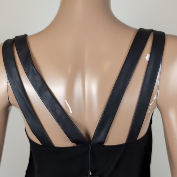 Dynamite Camisole Tank Top Vneck Faux Leather Cut Out Strappy Open Wrap Back - Picture 8 of 14